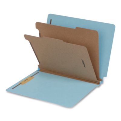 Pendaflex® Heavy-Duty Pressboard End Tab Classification Folders, Expands 2", 2 Dividers, 6 Fasteners, Letter Size, Light Blue, 10/Box