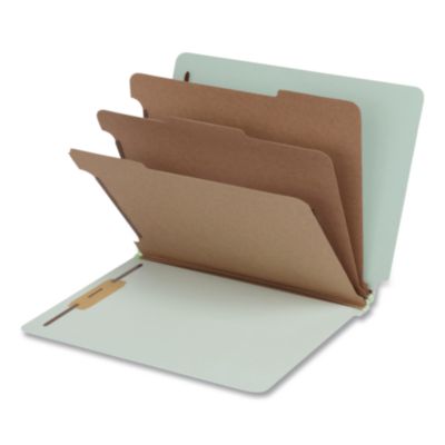 Pendaflex® Heavy-Duty Pressboard End Tab Classification Folders, 3 Dividers, 8 Fasteners, Letter Size, Light Green, 10/Box