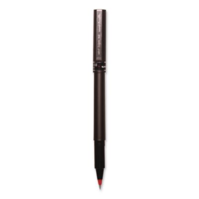 uniball® Deluxe Rollerball Pen, Stick, Micro 0.5 mm, Red Ink, Metallic Gray/Black/Red Barrel