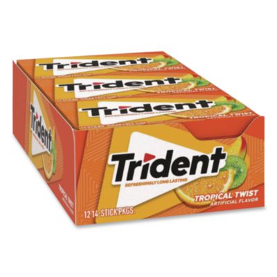 Trident Sugar-Free Gum Tropical Twist 14 Sticks/Pack 12 Packs/Box MOZ01110