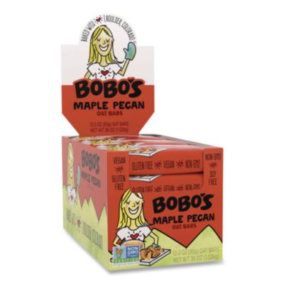 Bobo's Oatmeal Bars, Maple Pecan, Gluten Free Vegan Whole Grain Oat Bars, Pack of 12