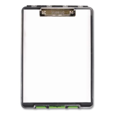 Dexas® ClearView Clipcase Storage Clipboard, 0.35" Clip Capacity, Holds 8.87 x 12.25 Sheets, Gray/Green