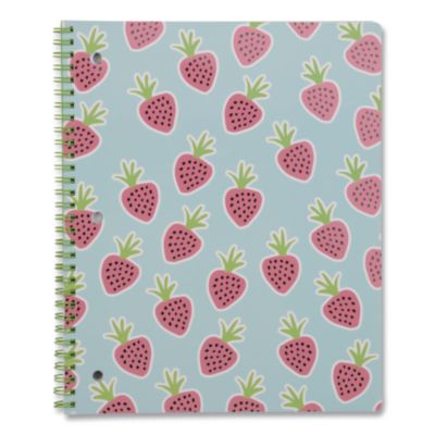 DesignWorks Ink® Twin-Wire Notebook, Randomly Assorted Banana and Strawberry Cover Designs, 1-Subject, Wide/Legal Rule, (80) 10.5 x 8.5 Sheets