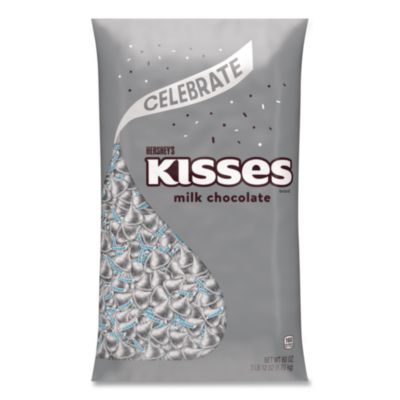 KISSES Milk Chocolate Candy Silver Foils 60 oz Bag HEC33458