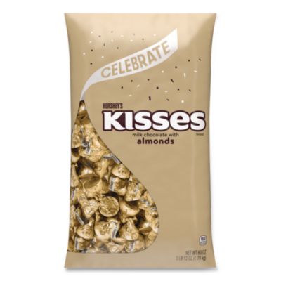 KISSES with Almonds Gold Foils 60 oz Bag HEC62083