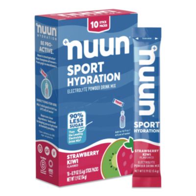 nuun® Sport Hydration Electrolyte Powder Drink Mix, Strawberry Kiwi, 0.19 oz Stick, 10/Box