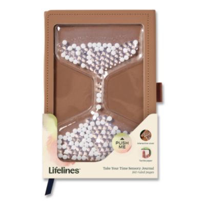 Lifelines® Take Your Time Sensory Journal, Tactile White Gel Bead Hourglass, Wide/Legal Rule, Brown Cover, (80) 8 x 5 Sheets