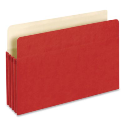 Pendaflex® Colored File Pockets, 3.5'' Expansion, Legal Size, Red, 25/Box