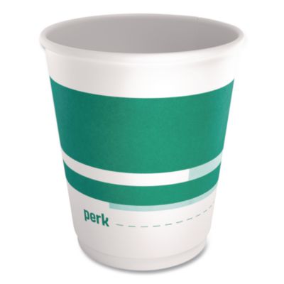 Perk™ Insulated Paper Hot Cups Insulated Paper Hot Cups, 10 oz, White/Teal, 480/Carton