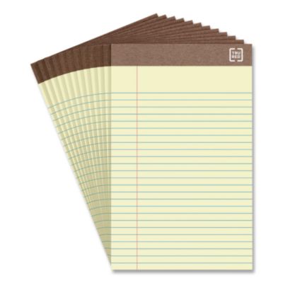 TRU RED™ 100% Recycled Notepads 100% Recycled Notepads, Narrow Rule, (50) Canary Yellow 5 x 8 Sheets, Dozen