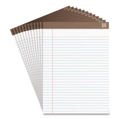 TRU RED™ 100% Recycled Notepads 100% Recycled Notepads, Wide/Legal Rule, (50) White 8.5 x 11 Sheets, Dozen
