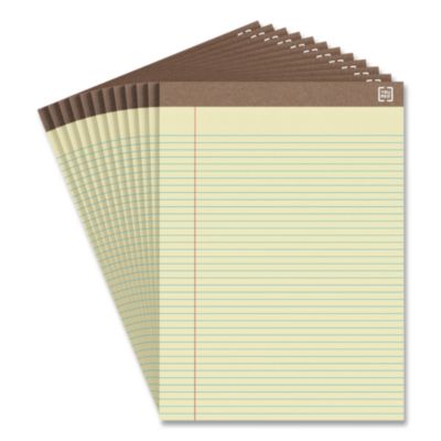 TRU RED™ 100% Recycled Notepads 100% Recycled Notepads, Narrow Rule, (50) Canary Yellow 8.5 x 11 Sheets, Dozen
