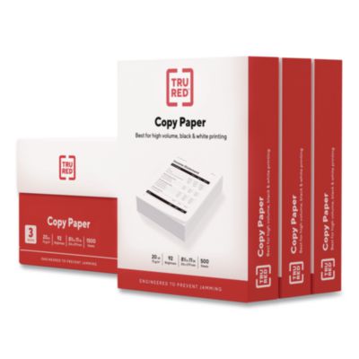 TRU RED™ Copy Paper Copy Paper, 92 Bright, 20 lb Bond Weight, 8.5 x 11, 500 Sheets/Ream, 3 Reams/Carton