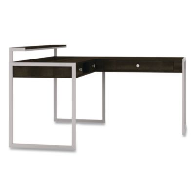 Whalen® Asherton L-Shaped Corner Desk, 60" x 60" x 35.88" (Left) and 30" (Right), Fawn Aged Oak/Titanium