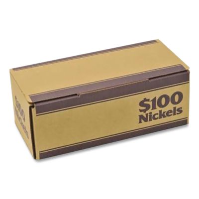 CONTROLTEK® Nickels Coin Box, Accommodates $100 in Nickels, 15.5" x 19.25" x 4.5", Blue/Kraft, 50/Pack