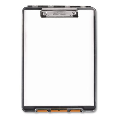 Dexas® ClearView Clipcase Storage Clipboard, 0.35" Clip Capacity, Holds 8.87 x 12.25 Sheets, Gray/Orange