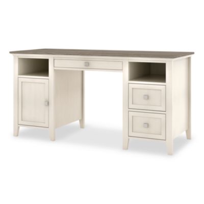 Whalen® Abington Two-Pedestal Wood Computer Desk, 60" x 23.63" x 30.25", Dusty Aged Oak/Antique White