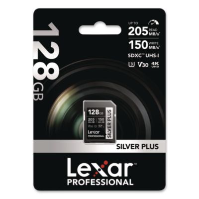 Professional SILVER Series SDXC Memory Card 205MB/s Read Speeds and 150MB/s Write Speeds UHS-I V30 U1 Class 10 128 GB LSDSIPL128GBNU