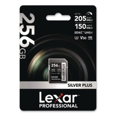 Professional SILVER Series SDXC Memory Card 205MB/s Read Speeds and 150MB/s Write Speeds UHS-I V30 U1 Class 10 256 GB LSDSIPL256GBNU