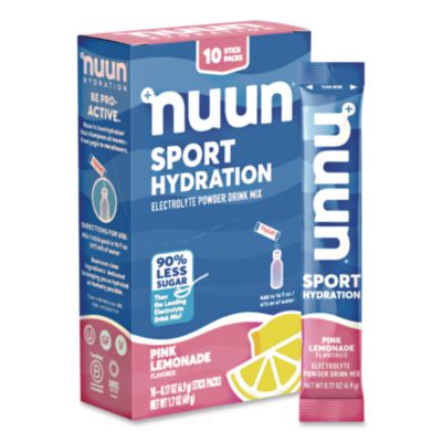 nuun® Sport Hydration Electrolyte Powder Drink Mix, Pink Lemonade, 0.17 oz Stick, 10/Box