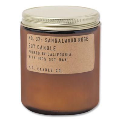 Sandalwood Rose Soy Candle 40 to 50 Hours Burn Time 2.9" d x 3.5" h 7.2 oz Amber SC32