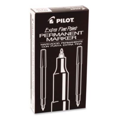 Pilot® Extra-Fine Permanent Markers, Extra-Fine Tip, Black, Dozen