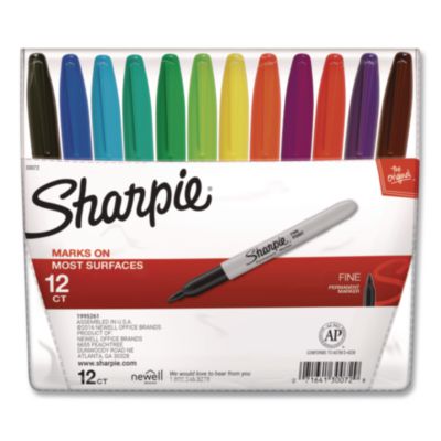 Sharpie® Fine Tip Permanent Marker, Fine Bullet Tip, Assorted Colors, 144/Carton