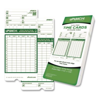 uPunch™ HNTCG1050 Time Cards Time Clock Cards for uPunch HN3000, Two Sides, 7.37 x 3.37, 50/Pack
