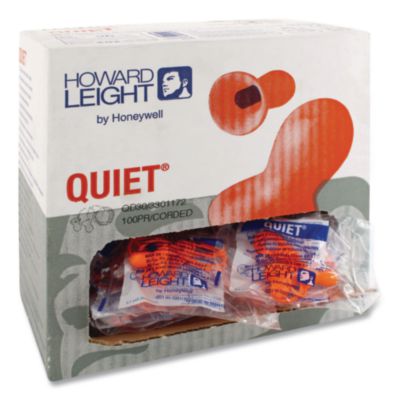 Quiet Multiple-Use Earplugs Corded 26 dB NRR One Size Fits Most Orange Bell/T-Shaped Plugs 100/Box QD30