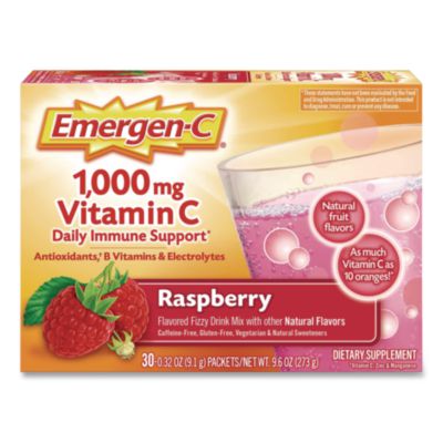 Emergen-C® Vitamin C Drink Mix, 1,000 mg Vitamin C, Raspberry, 60/Pack
