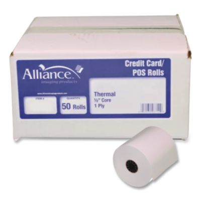 Alliance Phenol-Free Thermal POS Paper Rolls Phenol-Free Thermal POS Paper Rolls, 3.13" x 230 ft, White, 50 Rolls/Carton