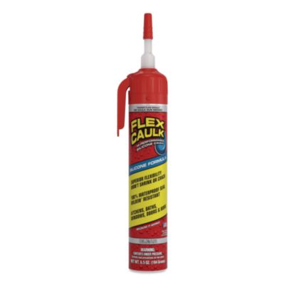 Flex Seal Products® Flex Caulk Hi-Performance Silicone Caulk, 6.5 oz Aerosol Can, Dries Clear, 4/Carton
