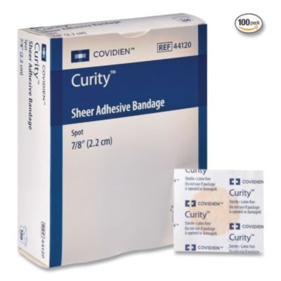 Curity™ Sheer Plastic Adhesive Bandages Sheer Plastic Adhesive Bandages, Round Spot, 0.88 x 0.88, Clear, 100/Box