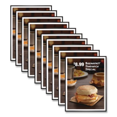 Excello Global Products® Poster Frame, Plastic, 12 x 18 Insert, Black, 10/Pack