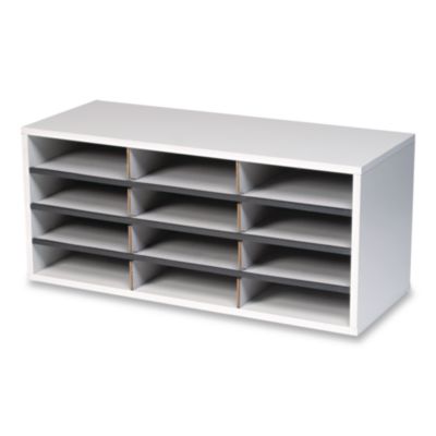 Fellowes+12+Compartment+Literature+Organizer+Dove+Gray