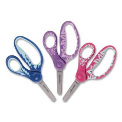 Kids+Softgrip+Scissors+Right+Handed+Rounded+Tip+5%22+Long+1.75%22+Cut+Length+Straight+Handle+Randomly+Assorted+Handle+Color+1068912