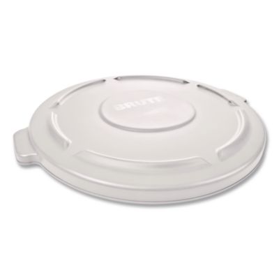 Rubbermaid® BRUTE Self-Draining Flat Top Lids, 19.88" Diameter x 1.8"h, White