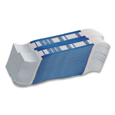 Color-Coded Kraft Currency Straps Self-Adhesive Ones $100 Strap Blue/White 1000/Pack 55027