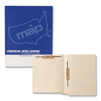 Medical Arts Press® End Tab Fastener Folders, Straight Tab, Expands 0.75", 2 Vertical/Horizontal Fasteners, Letter Size, Manila, 250/Box