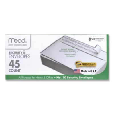 Press-it Seal-it Self-Adhesive Security Envelope #10 Monarch Flap Self-Adhesive Closure 4.25 x 9.13 White 45/Box 75026