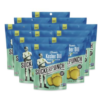SuckerPunch™ Classic Kosher Dill Pickle Snack Packs Classic Kosher Dill Pickle Packs, 3.4 oz Bag, 12/Carton