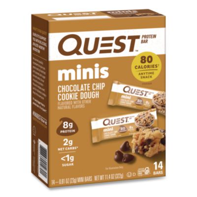 Quest® Protein Bar Minis, Chocolate Chip Cookie Dough, 0.81 oz Bar, 14/Box