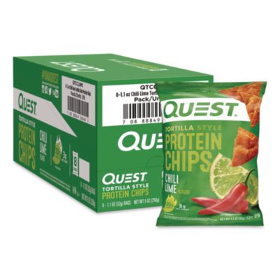 Quest® Chili Lime Tortilla Style Protein Chips, 1.1 oz Bag, 8/Carton