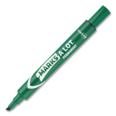 Avery® MARKS A LOT Large Desk-Style Permanent Marker, Broad Chisel Tip, Green, Dozen (8885)