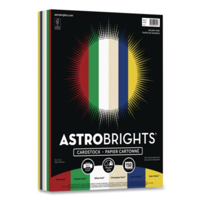 Astrobrights® Color Cardstock - "Holiday Hues" Assortment, 65 lb Weight, 8.5.x 11, Assorted, 150 Sheets