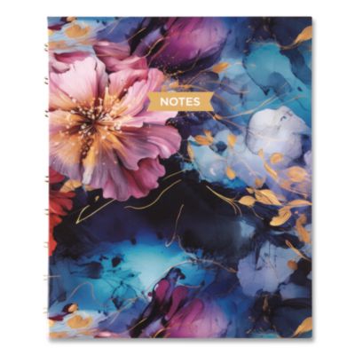 Blueline® NotePro Fashion Hard Cover Notebook, 1-Subject, Medium/College Rule, Midnight Floral Cover, (96) 9.25 x 7.25 Sheets