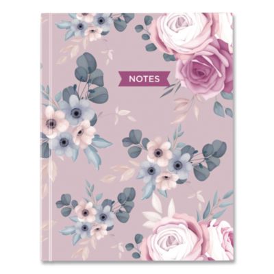 Blueline® Fashion Hard Cover Notebook, 1-Subject, Medium/College Rule, Lavender Floral Cover, (96) 9.25 x 7.25 Sheets