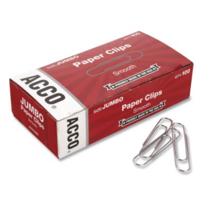 ACCO Paper Clips Paper Clips, #1, Smooth, Silver, 100 Clips/Box