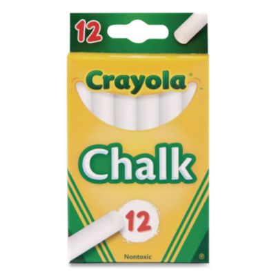 Crayola® Chalkboard Chalk Sticks, 3.19" x 0.38" dia., White, 12/Box
