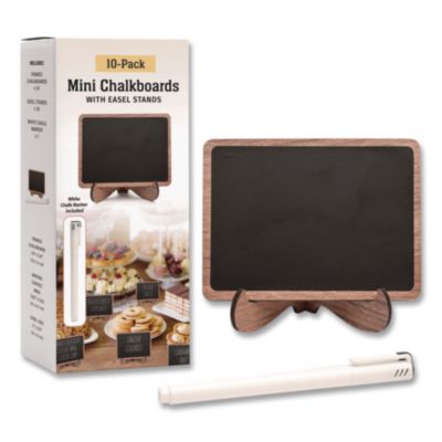Excello Global Products® Mini Chalkboards, Black Surface, Brown Frame, 2.9 x 3.9, 10/Pack